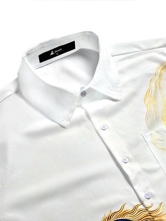 3D Art Gilded Marble Texture Steed Horse Men's Pocket Short Sleeve Shirts