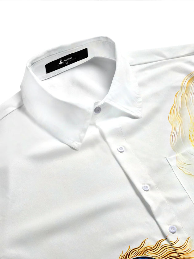 3D Art Gilded Marble Texture Steed Horse Men's Pocket Short Sleeve Shirts