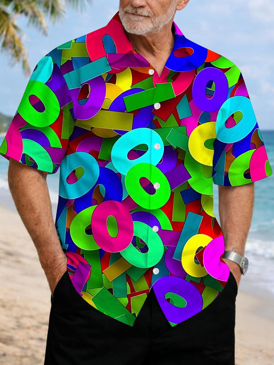 Men's digital print short sleeve pocket shirt front view