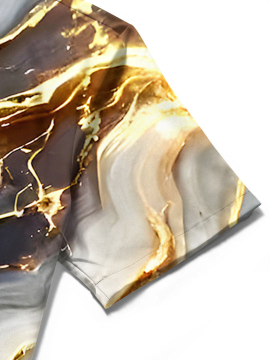 men's abstract print shirt close-up short sleeve