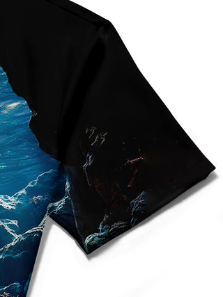 men's printed shirt close-up short sleeve