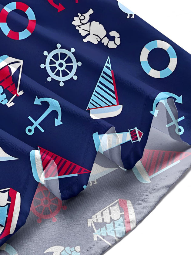 Men's short sleeve pocket shirt with anchor and lighthouse print lifestyle photo