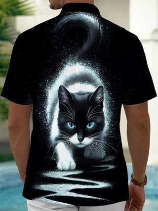men's kitten pattern shirt back view