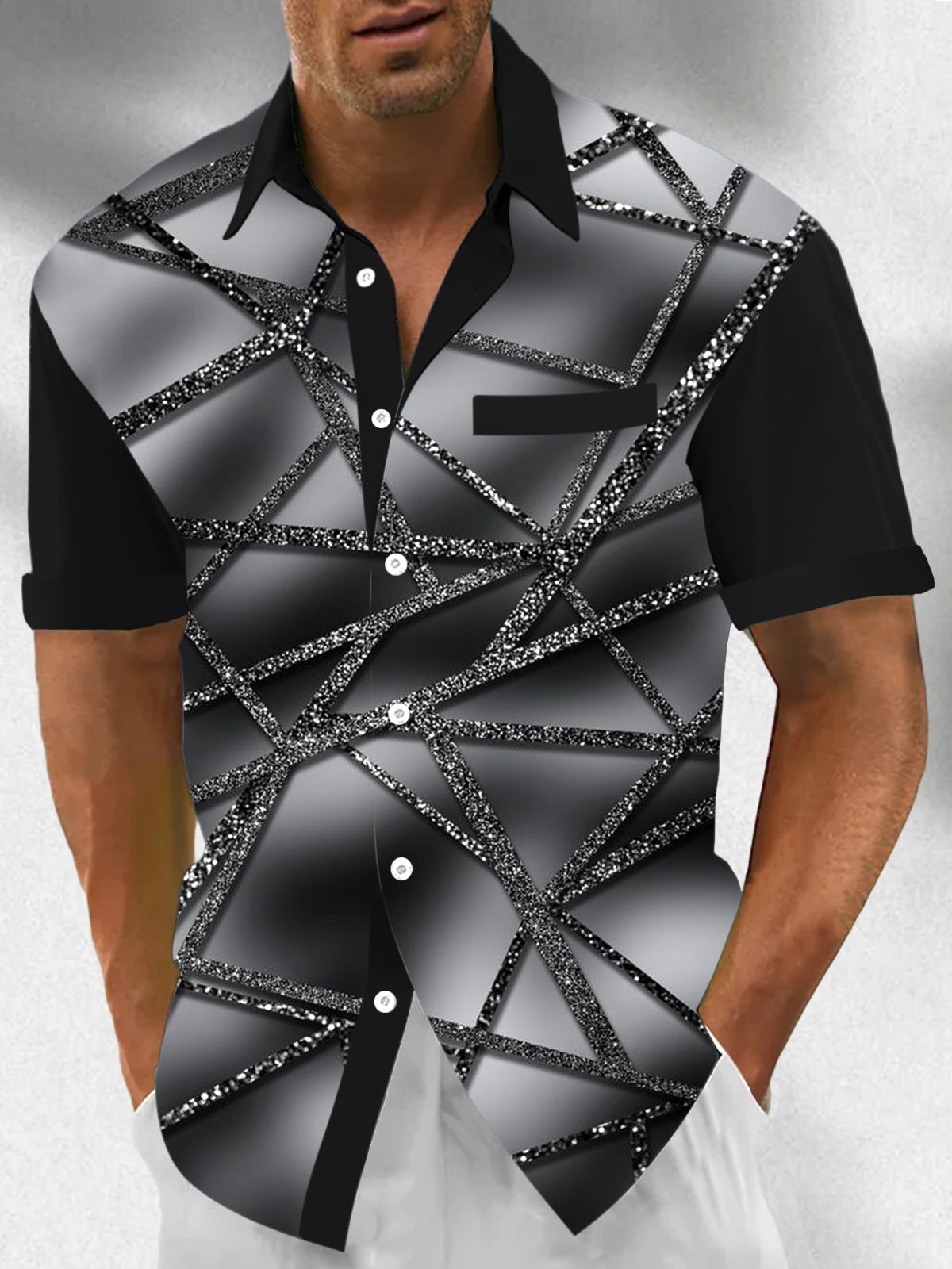 Geometry Men's Pocket Short Sleeve Shirts