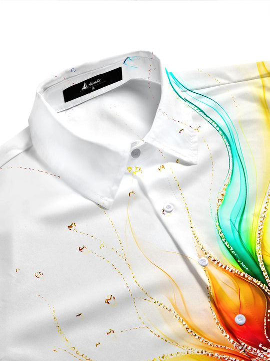 men's art print shirt side view