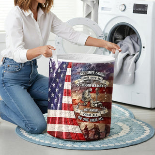 Men's red white blue star quilted hamper storage bin lifestyle scene for vacation Independence Day view 32