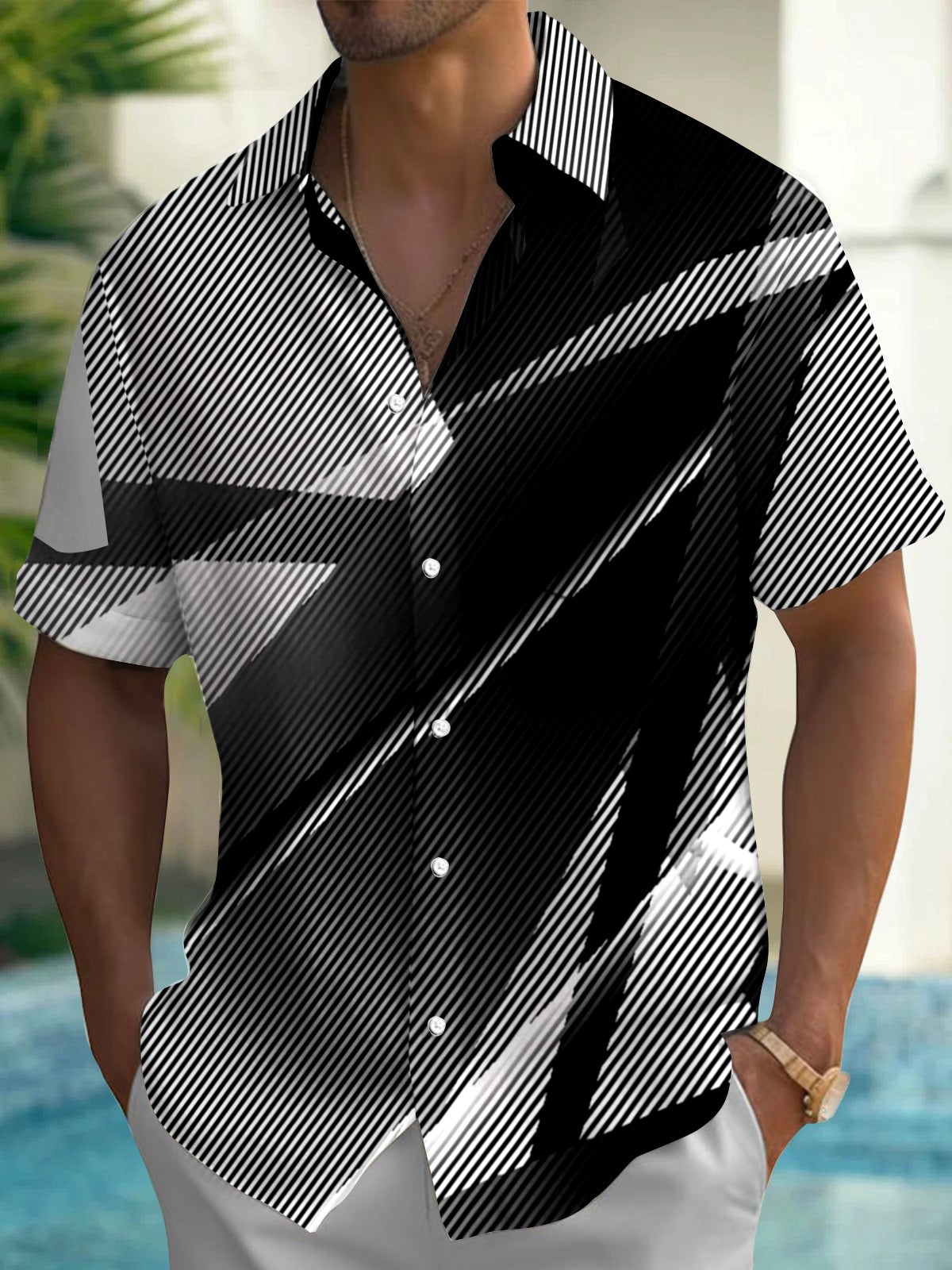 Geometry Men's Pocket Short Sleeve Shirts