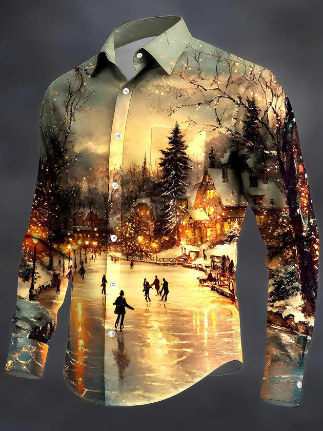 men's Christmas shirt front view holiday party