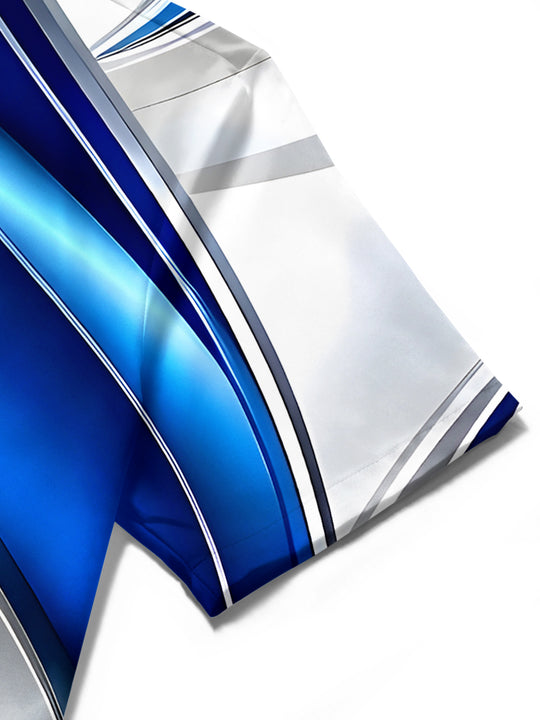 men abstract print short sleeve shirt close up detail view