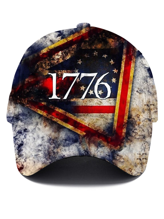 Men's tie dye American flag print baseball cap front view Independence Day