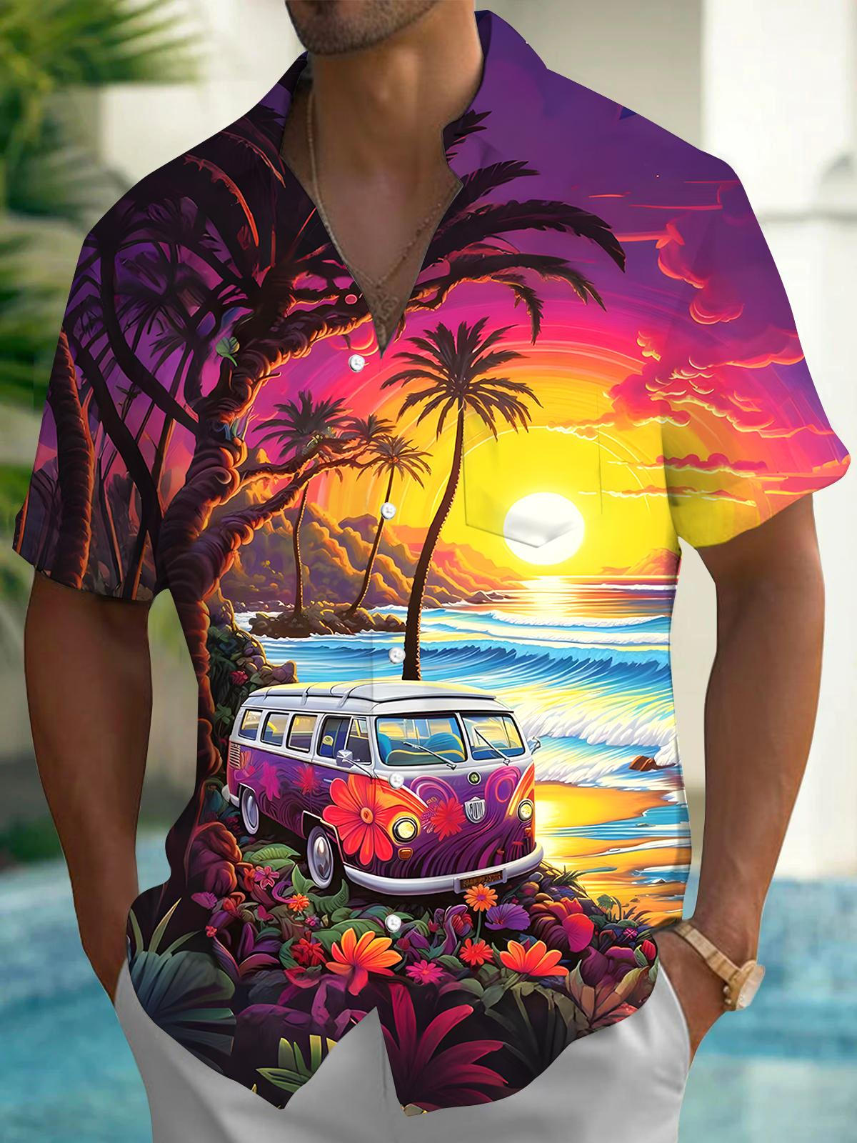Hawaiian Bus Men's Pocket Short Sleeve Shirts