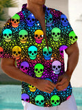 Skull Short Sleeve Men's Shirts With Pocket