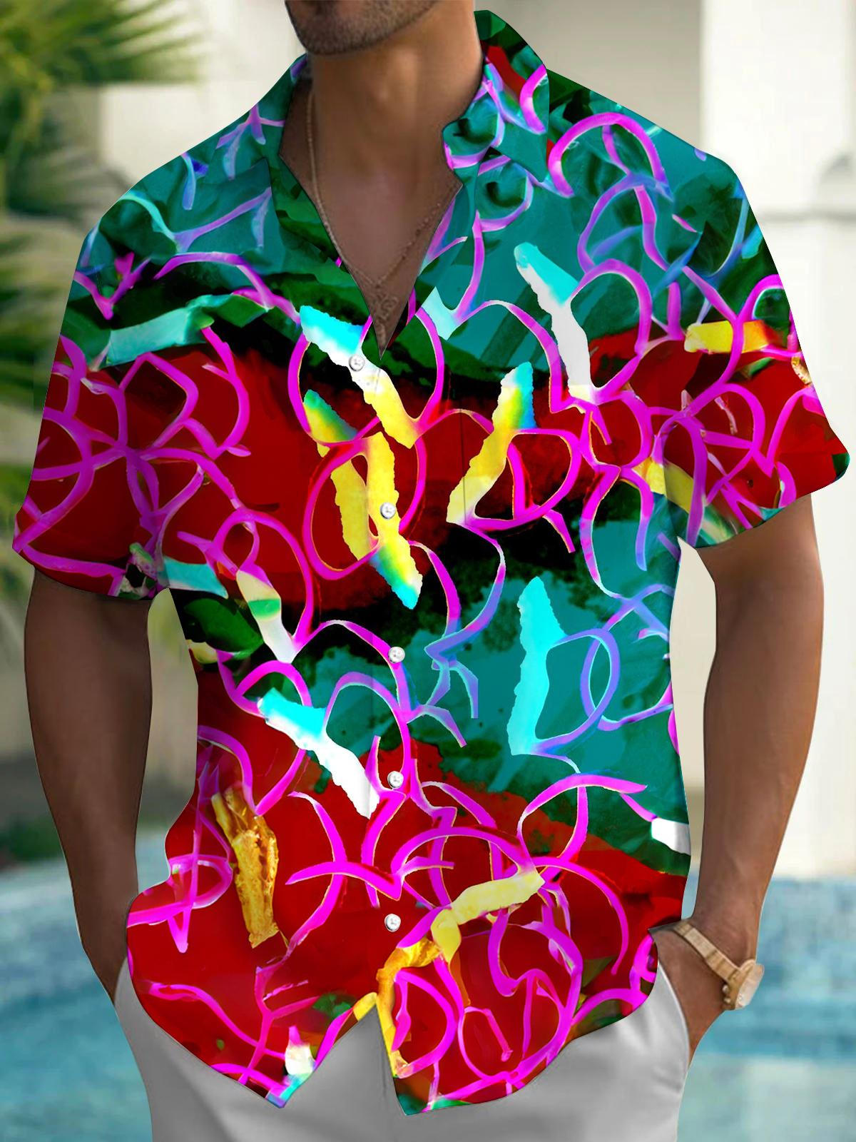 Abstract Men's Pocket Short Sleeve Shirts