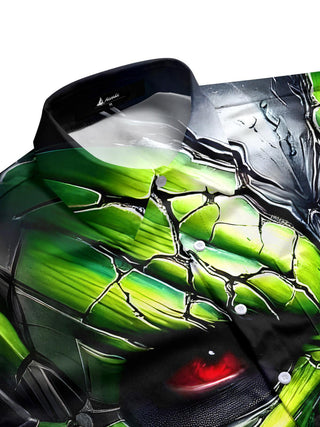 men's gothic print shirt side view