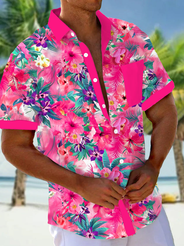 men's Hawaiian shirt front view tropical beach vacation