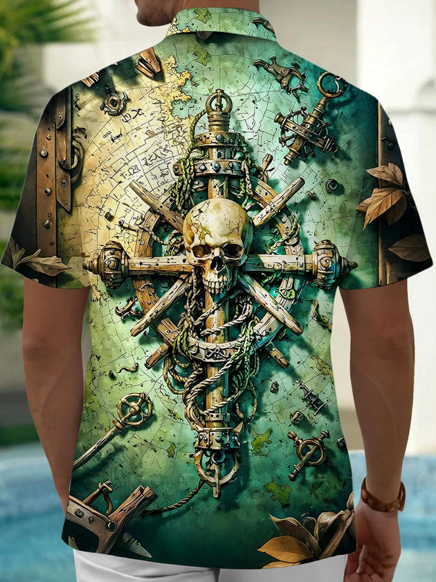 men's skeleton pattern shirt back view