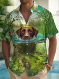 Art Hawaiian Casual Retro Short Sleeve Men's Shirts With Pocket