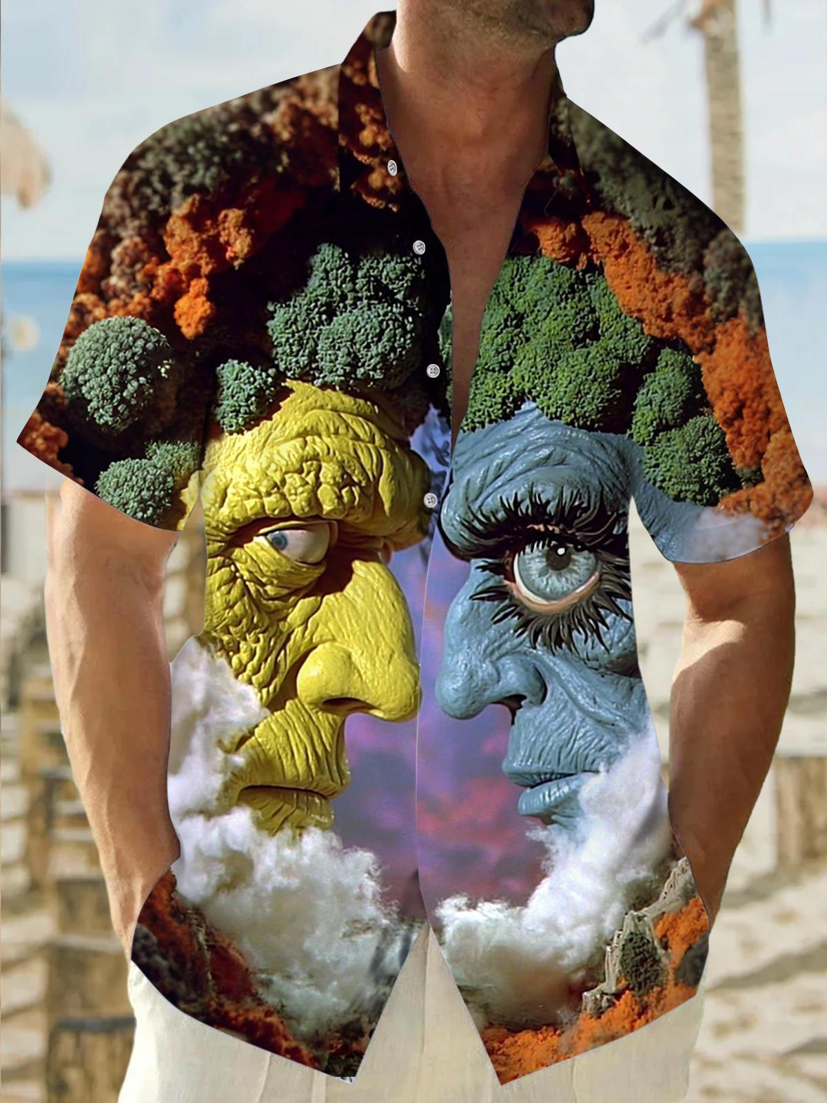 Abstract Vegetable Art Print Men's Pocket Short Sleeve Shirts