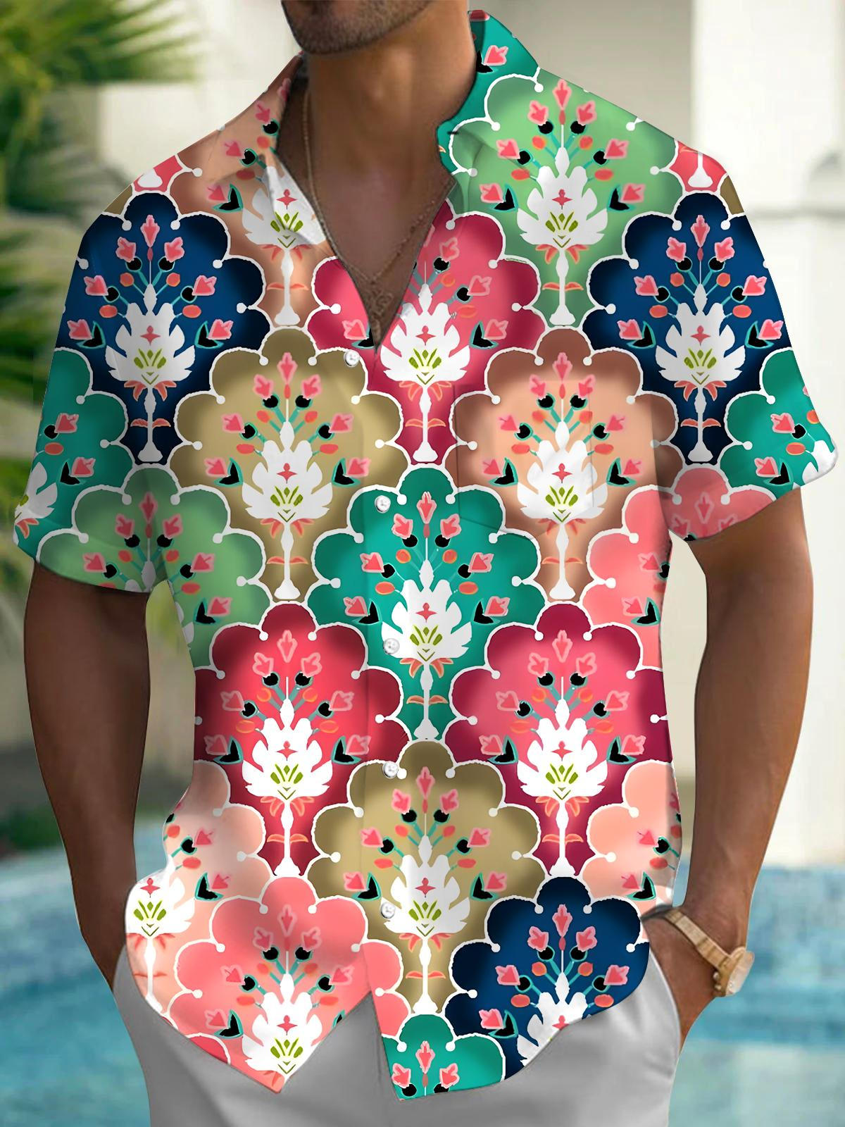 Floral Men's Pocket Short Sleeve Shirts