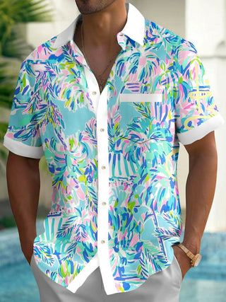men's Hawaiian shirt front view tropical beach vacation
