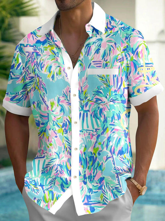 men's Hawaiian shirt front view tropical beach vacation