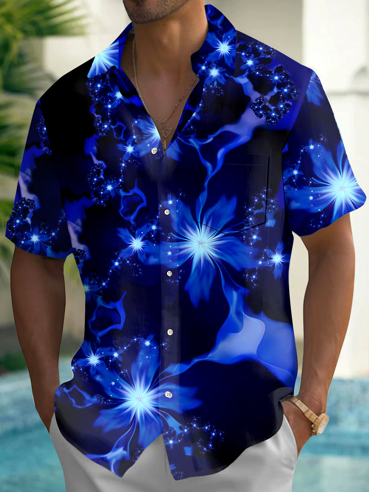 Abstract Men's Pocket Short Sleeve Shirts