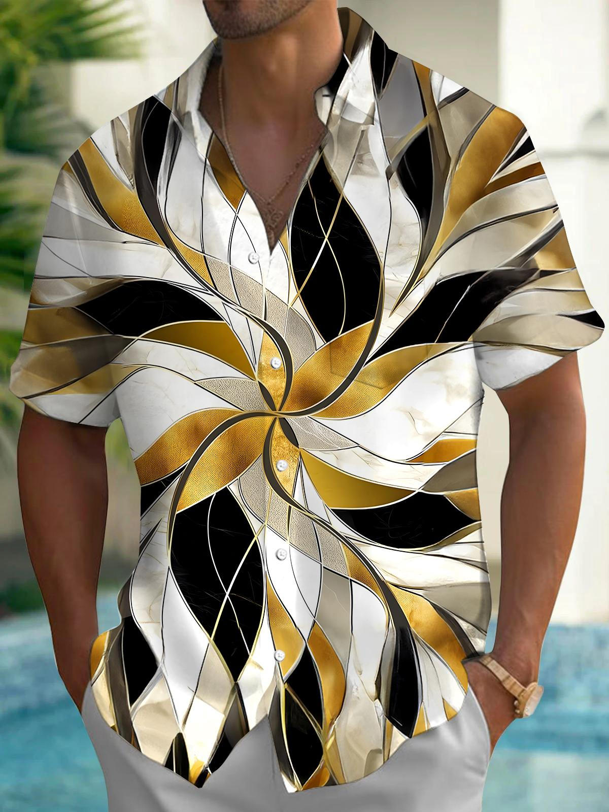 Abstract Men's Pocket Short Sleeve Shirts