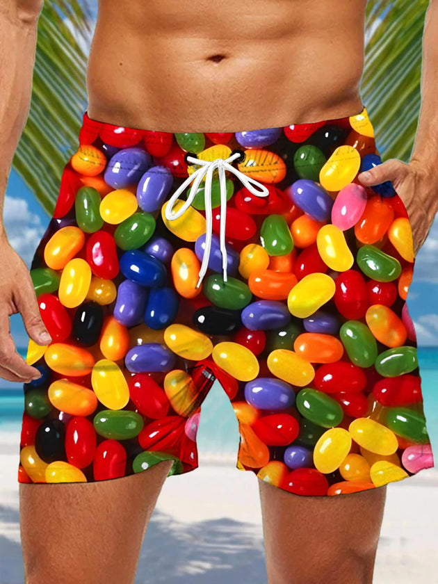 Men casual shorts with printed pattern front view