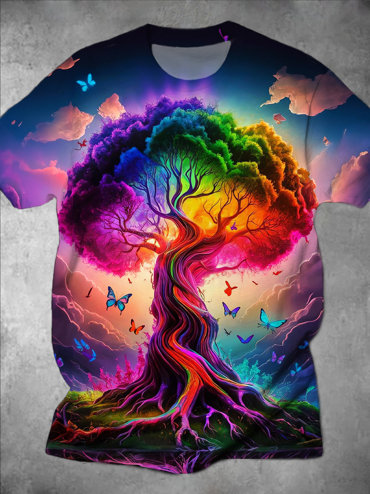 Rainbow Tree Round Neck Short Sleeve Men's T-shirt