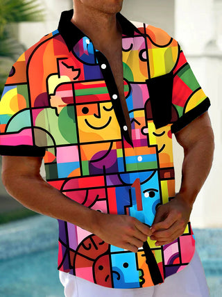 men's art print shirt front view