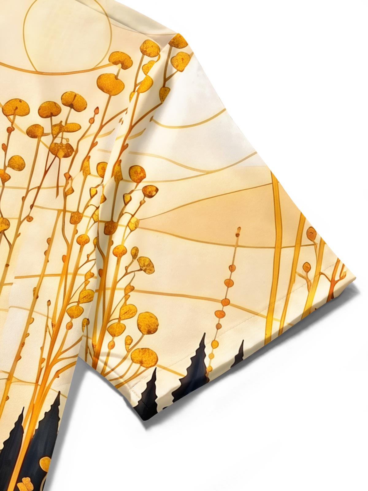 men's abstract print shirt close-up short sleeve
