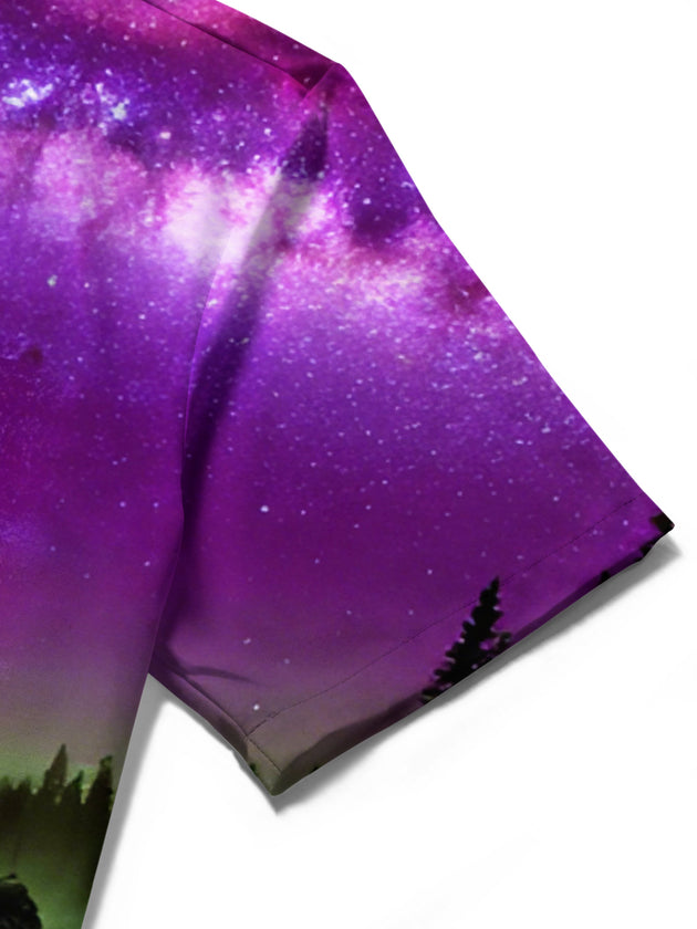 men's art print shirt close-up short sleeve