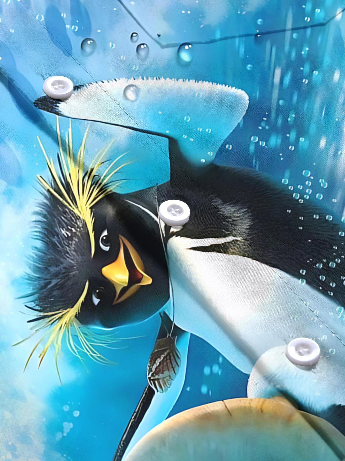 Penguin Print Men's Pocket Short Sleeve Shirts