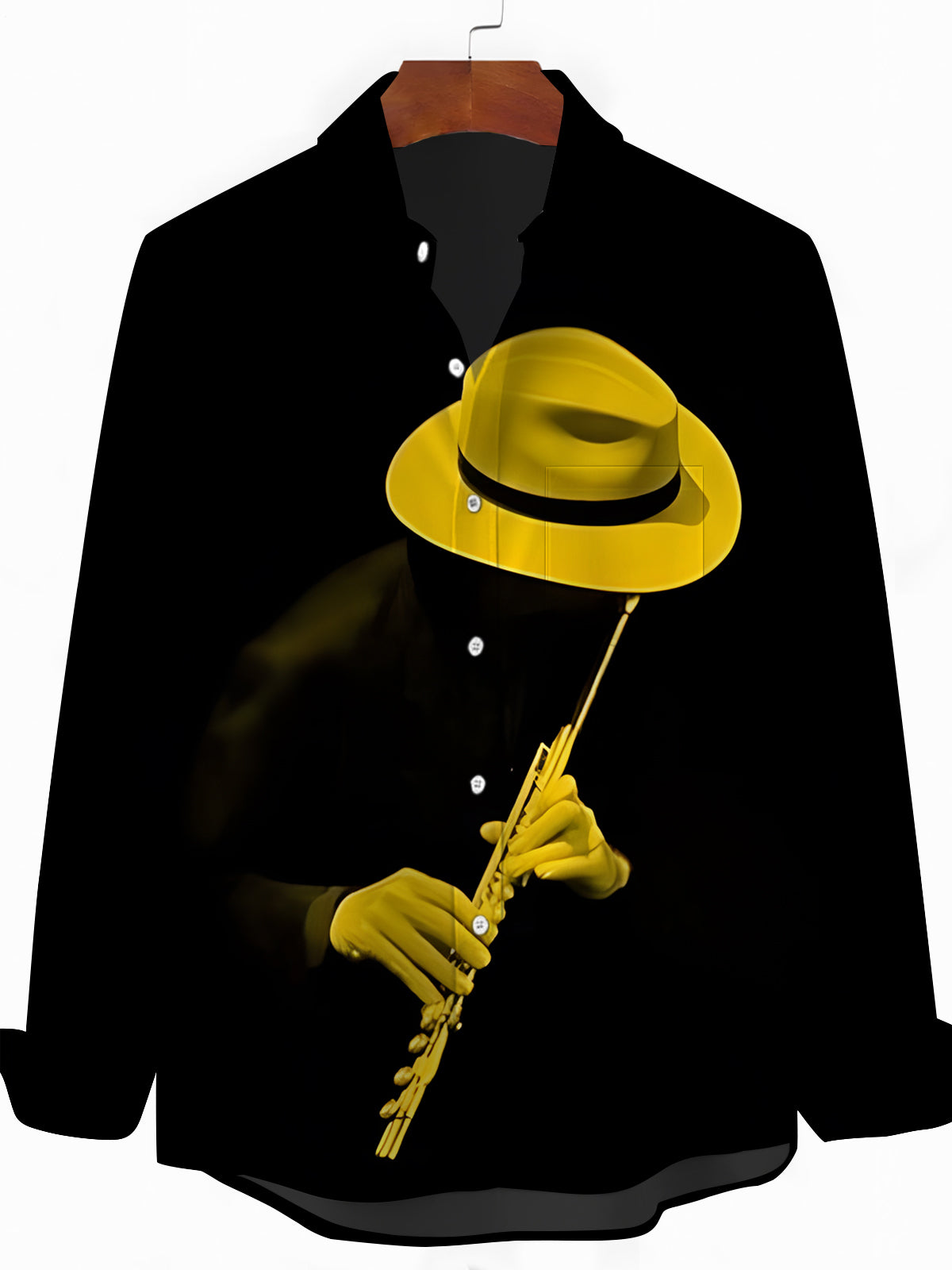 Musical Art Print Men's Pocket Long Sleeve Shirts