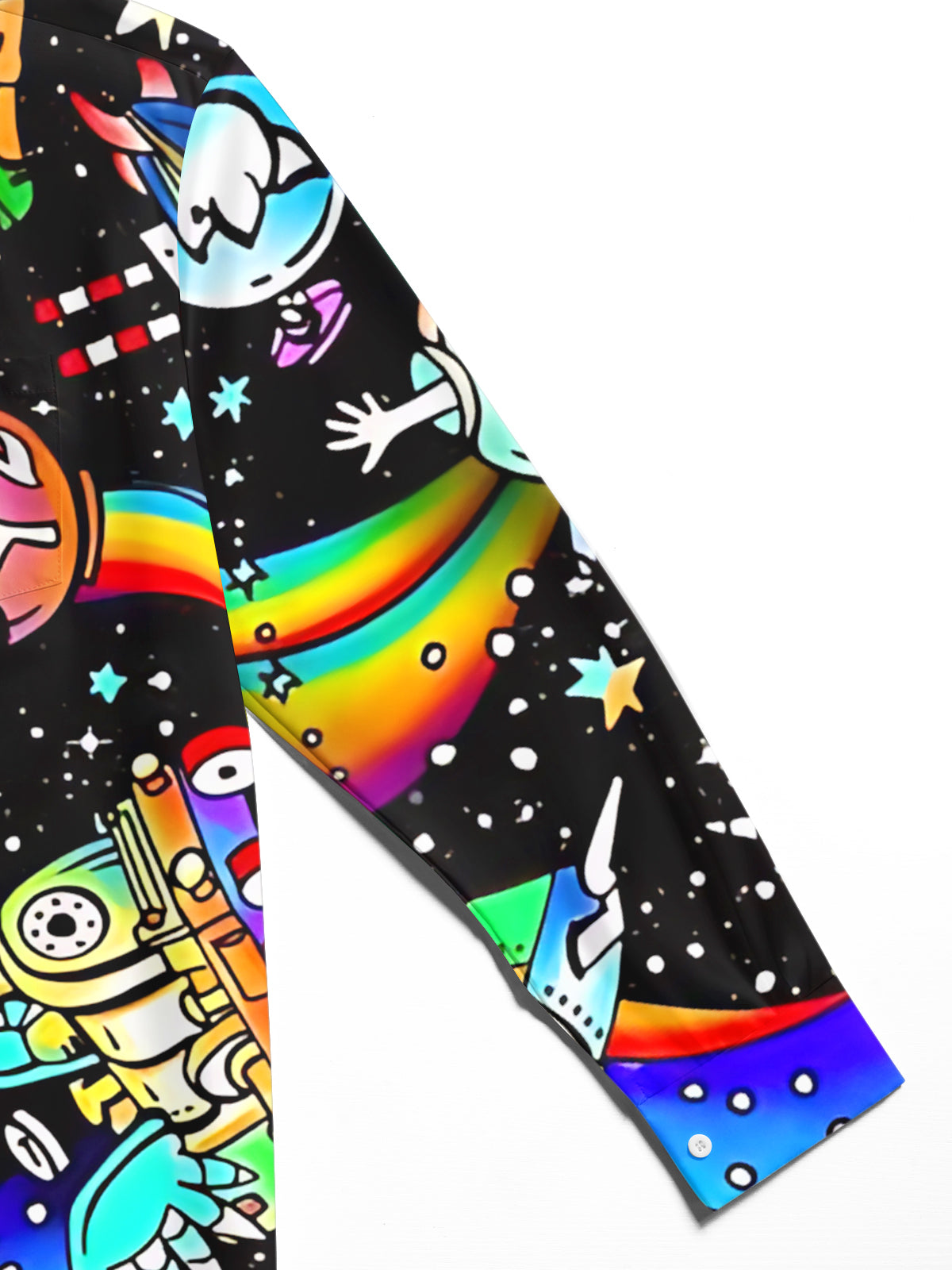 Space Art Print Men's Pocket Long Sleeve Shirts