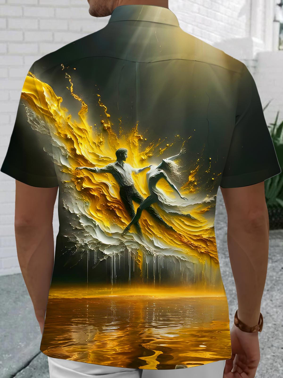 Art Flowing Colors Dance Men's Pocket Short Sleeve Shirts