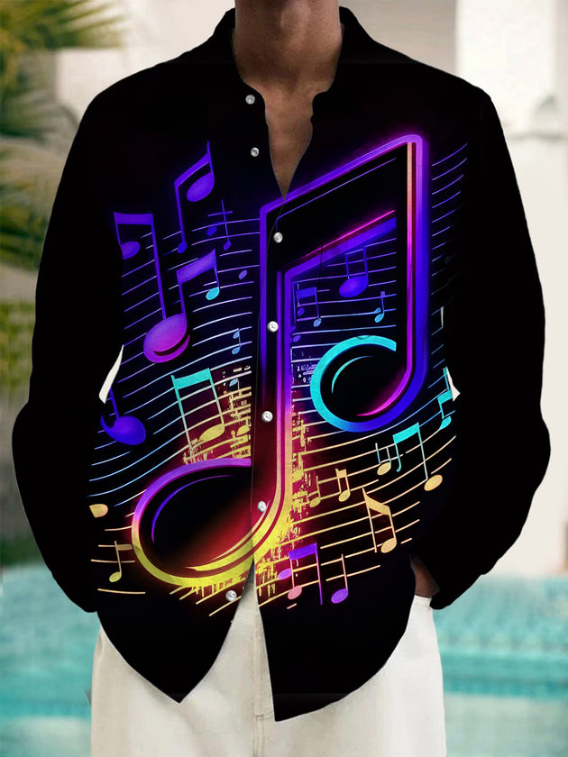 men's music print shirt front view
