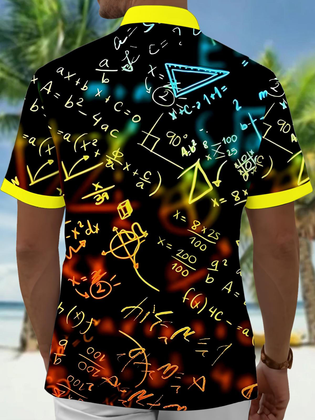 Mathematical Formula Print Men's Pocket Short Sleeve Shirts