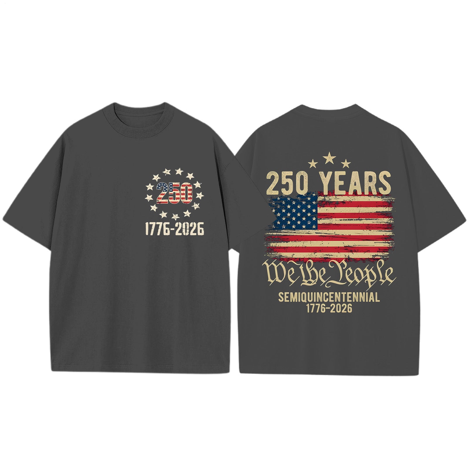 Men casual short sleeve American flag print graphic t-shirt lifestyle back view for Independence Day