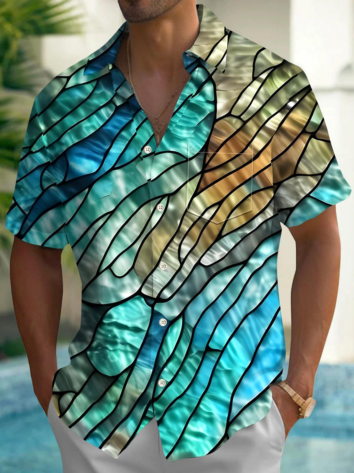 Geometry Men's Pocket Short Sleeve Shirts