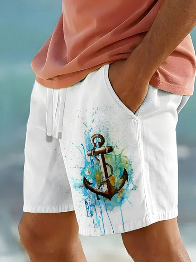 Men's Hawaiian casual shorts front view for tropical beach vacation