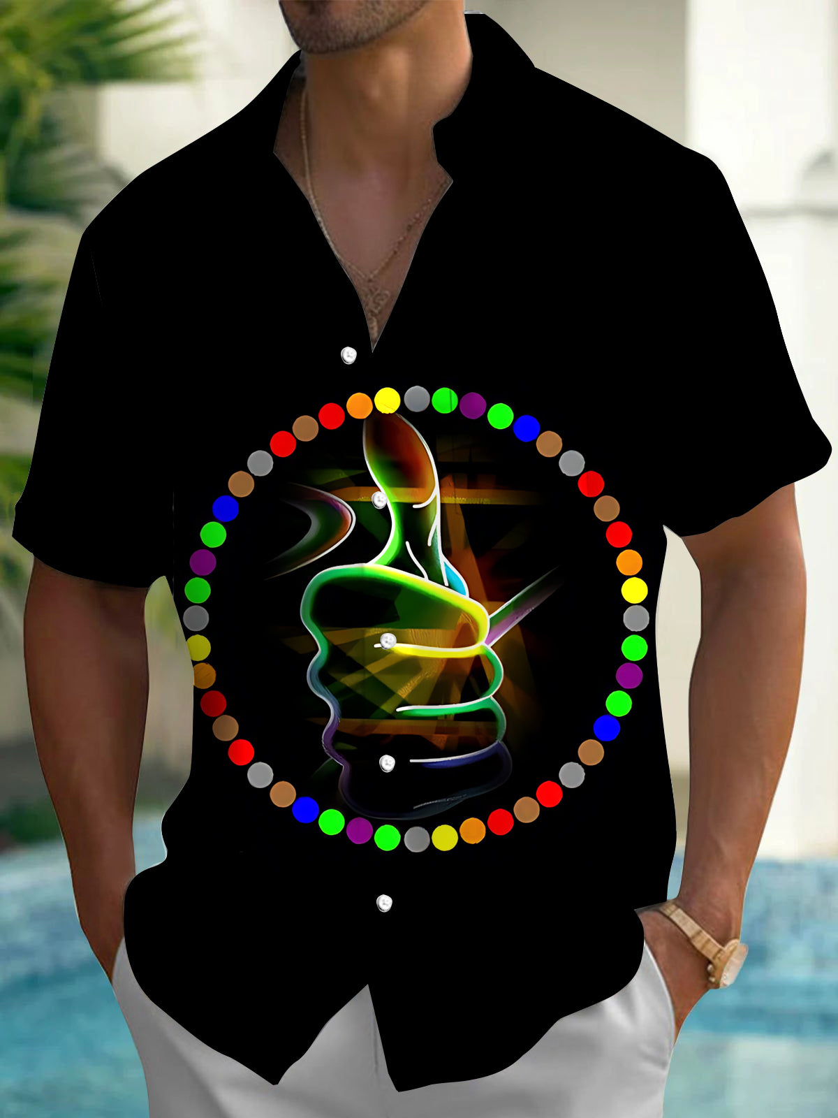 Abstract Art Print Men's Pocket Short Sleeve Shirts