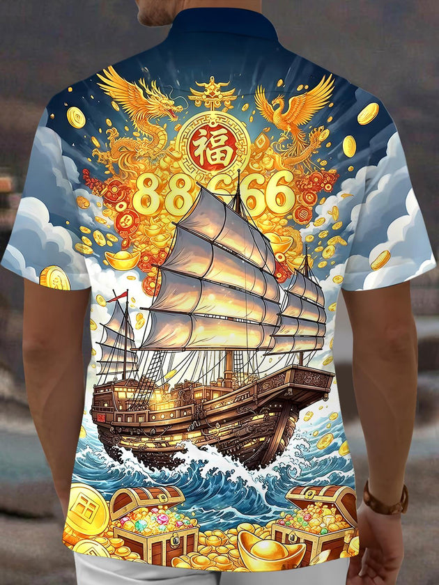 Men's short sleeve shirt back view with pocket