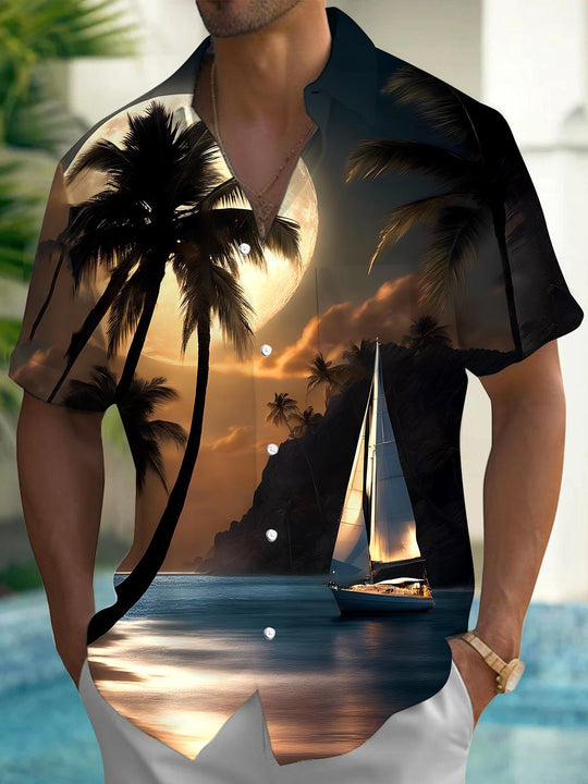 men's Hawaiian shirt front view tropical beach vacation