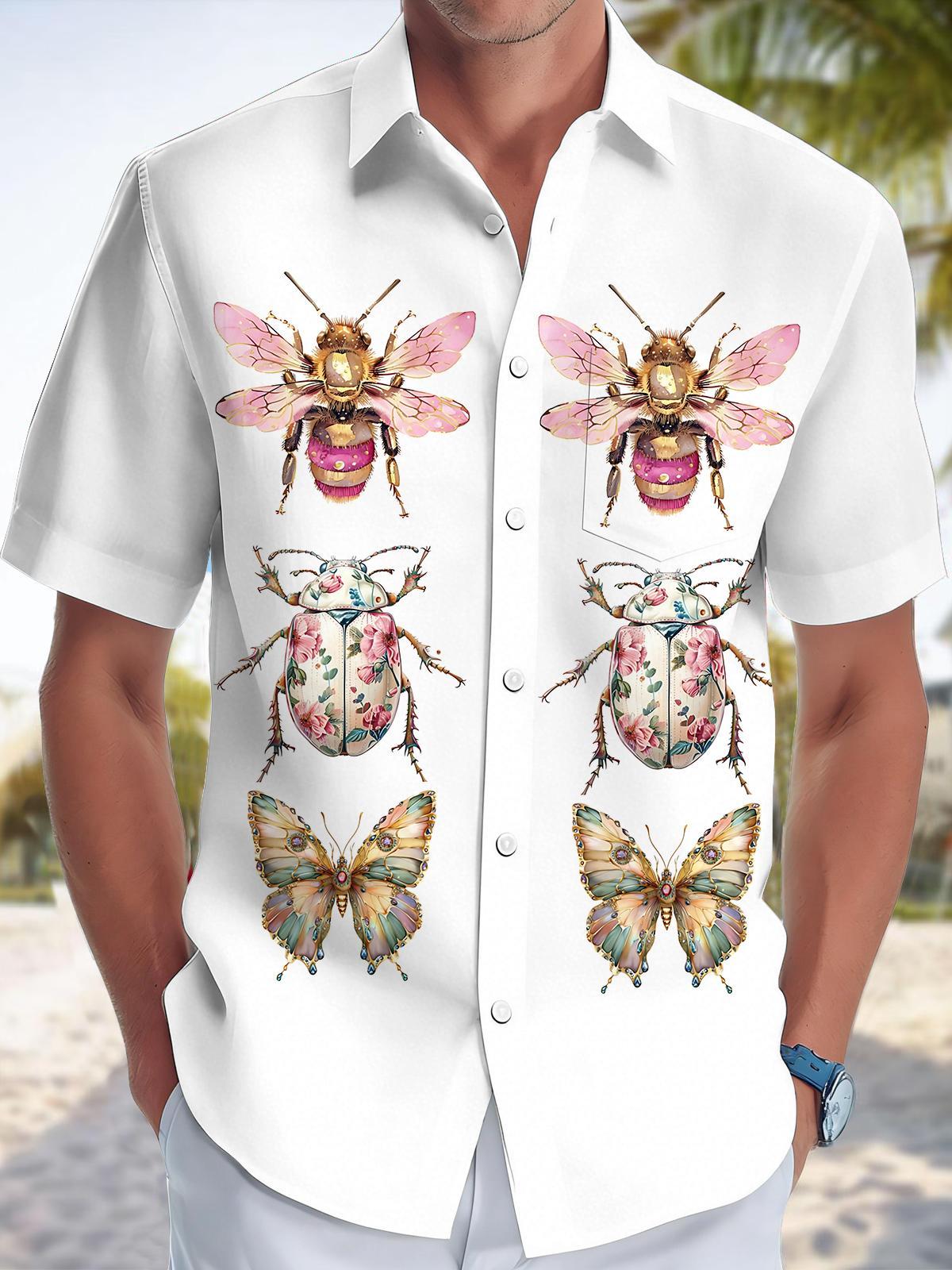 men's butterfly print shirt front view