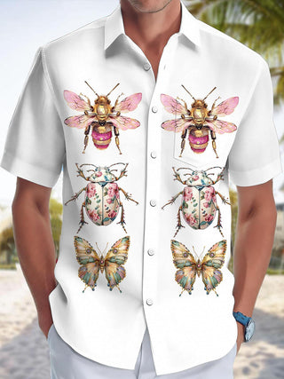 men's butterfly print shirt front view