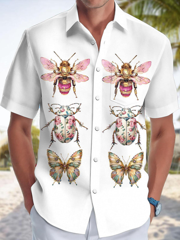 men's butterfly print shirt front view