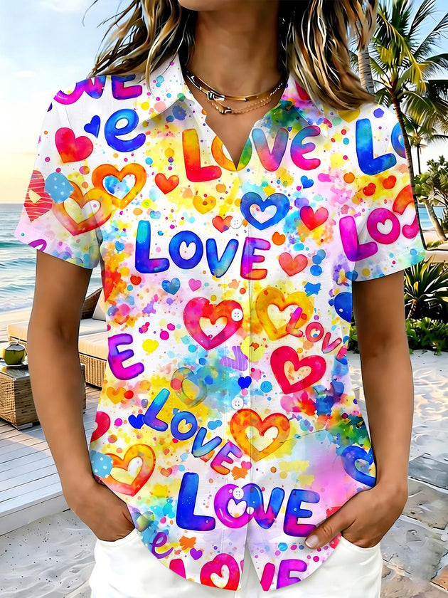 Tie Dye Love Women's Short Sleeve Shirts
