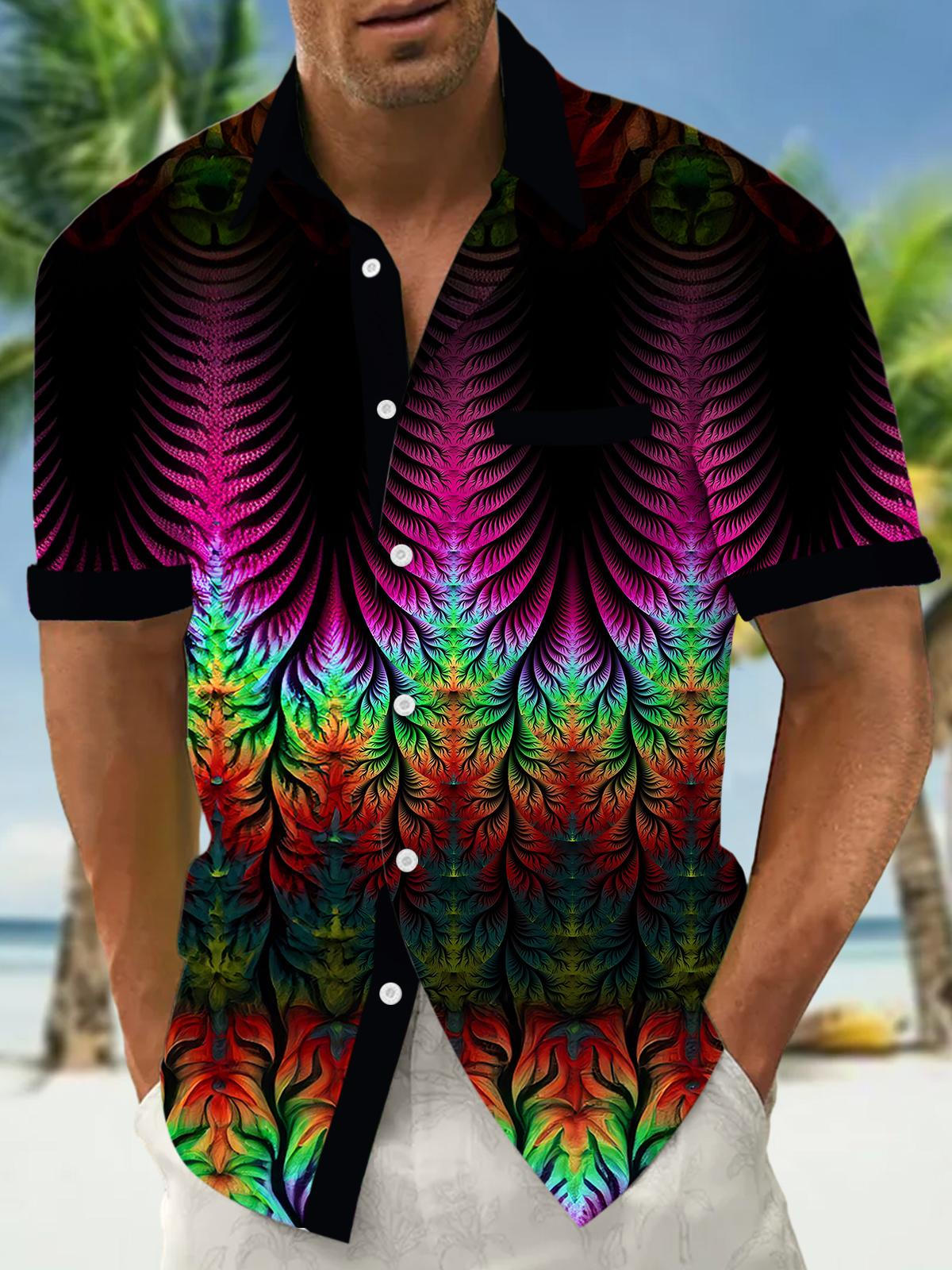 Abstract Men's Pocket Short Sleeve Shirts