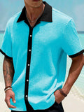 Men's Pocket Short Sleeve Cuban Collar Shirts